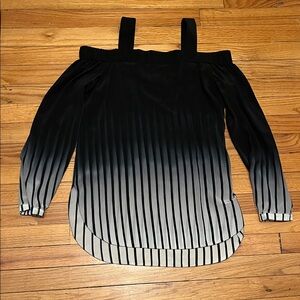 WOMENS GO BY GOSILK BLACK GREY OFF SHOULDER TOP S